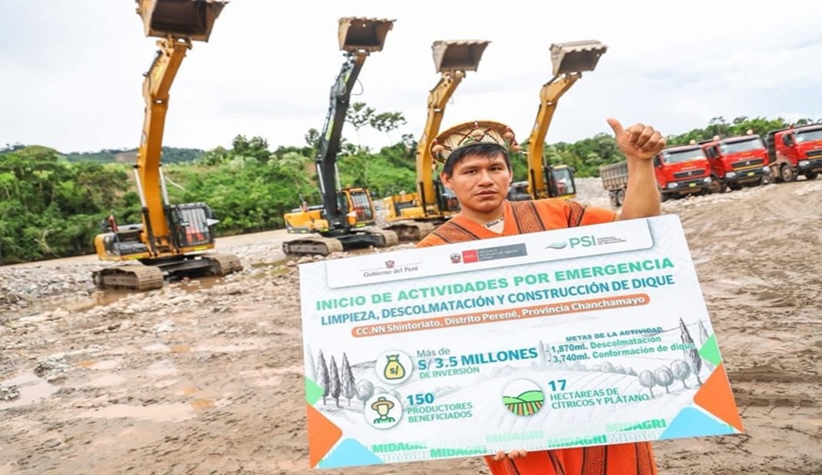 Gobierno, a través del Midagri, sigue ejecutando intervenciones de emergencia en ríos ante lluvias en la Selva Central